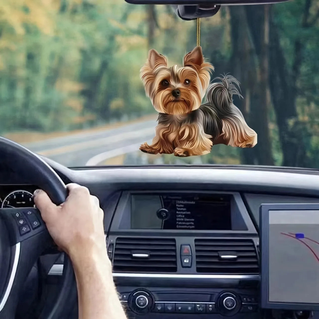 Cute Yorkshire Terrier Dog Acrylic Pendant Versatile Charm Puppy Keychain For Car Mirrors, Backpacks & Home, Festive Party Decor