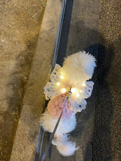 Dog wings glowing butterfly back decoration puppy summer clothes chest back decoration small dog Pomeranian Teddy Bigbear