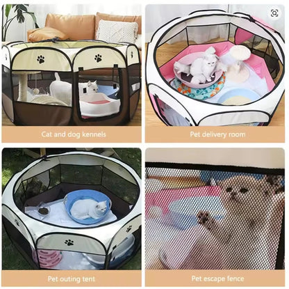 Portable Foldable Pet Tent Kennel Octagonal Fence Puppy Shelter Easy To Use Outdoor Easy Operation Large Dog Cages Cat Fences