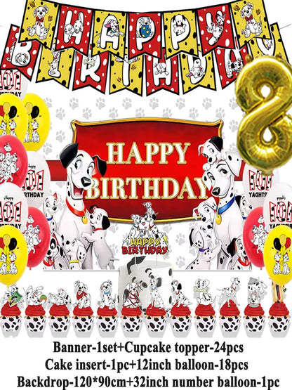 Disney 101 Dalmatians Birthday Party Supplies Cartoon One Hundred and One  Dog Balloon Backgrounds Cake Topper Banner Kids Gifts