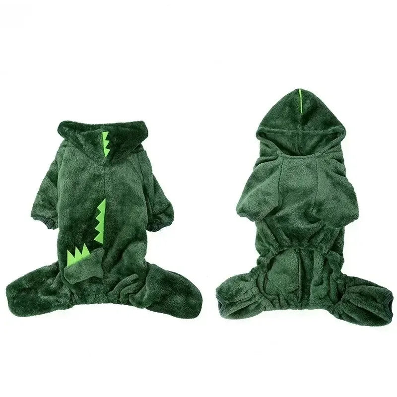 Pet Dog Clothes Dinosaur Shape Warm Fleece Jumpsuits for Small Medium Dogs Puppy Hoodies Chihuahua Yorkshire Costume Coats