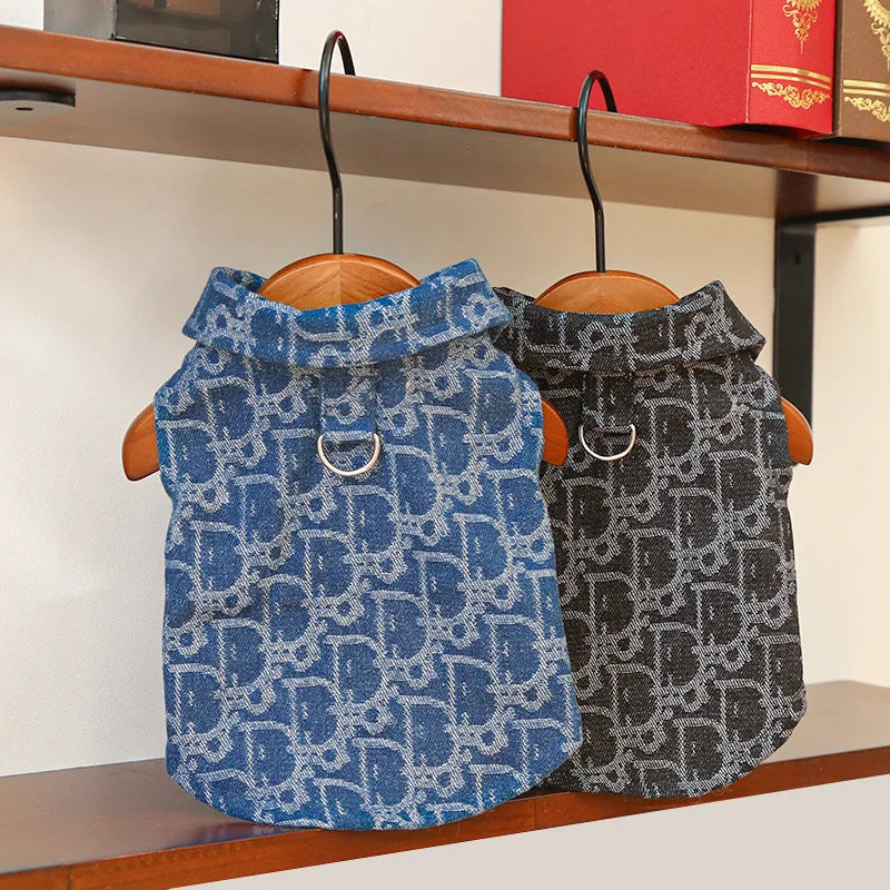 Pet Clothing Dog Autumn and Winter Denim JeanThickened Windproof Coat Puppy Costume For Small Medium Dogs Pet Jacket Wholesale