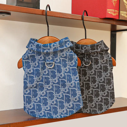 Pet Clothing Dog Autumn and Winter Denim JeanThickened Windproof Coat Puppy Costume For Small Medium Dogs Pet Jacket Wholesale