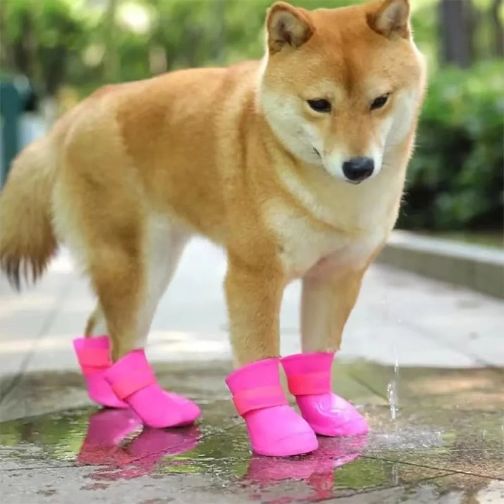 the BOLD DOGGY BOOTS - Durable Soft Silicone Pet Rain Shoes, Anti-Slip Waterproof Dog Rain Boots, Dog Ankle Boots