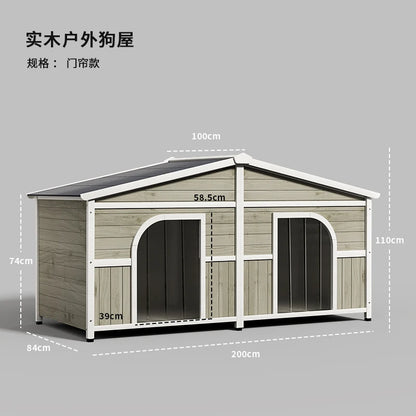 the DOG SHED - Rainproof and Cold-Proof Outdoor Doghouse Kennel, Winter Warm Large Dog Wooden Luxury Villa Doghouse