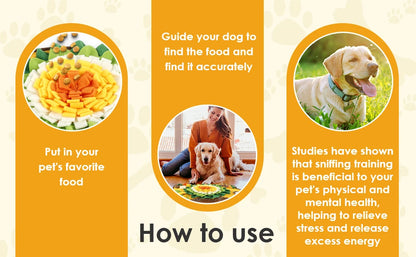 Pet Snuffle Mat Anti Slip Dogs Sniff Pad Soft Polyester Interactive Dog Treat Dispenser Mat for Pet Smell Training & Slow Feeder