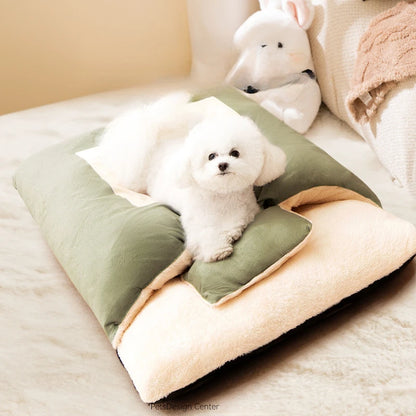 Kitten Sleeping Bag Pet Bed with Pillow Small Dog Teddy Bear Pen Autumn and Winter Warm Enclosed Quilt Bag Big Cat Nest