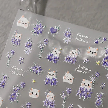 Colorful Balloon Cute Puppy Flower Cherry Bowknot Love Happy Dog Animal Self Adhesive Nail Art Sticker Decoration Manicure Decal