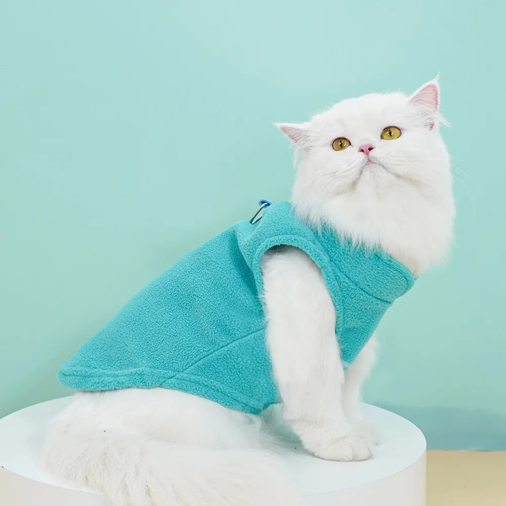 Pet Fleece Vest with Soft and Warm Fleece Sleeveless Design Unconstrained Forelimbs Autumn and Winter Warm Pet Clothing