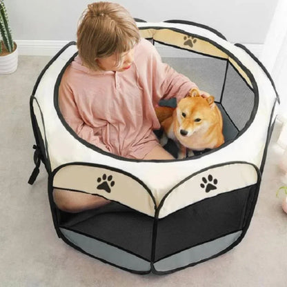 the DOGGY PLAYPEN - Portable Foldable Pet Tent Kennel, Octagonal Fence Puppy Shelter, Easy to Use Outdoor Easy Operation Large Dog Cages, Cat Fences
