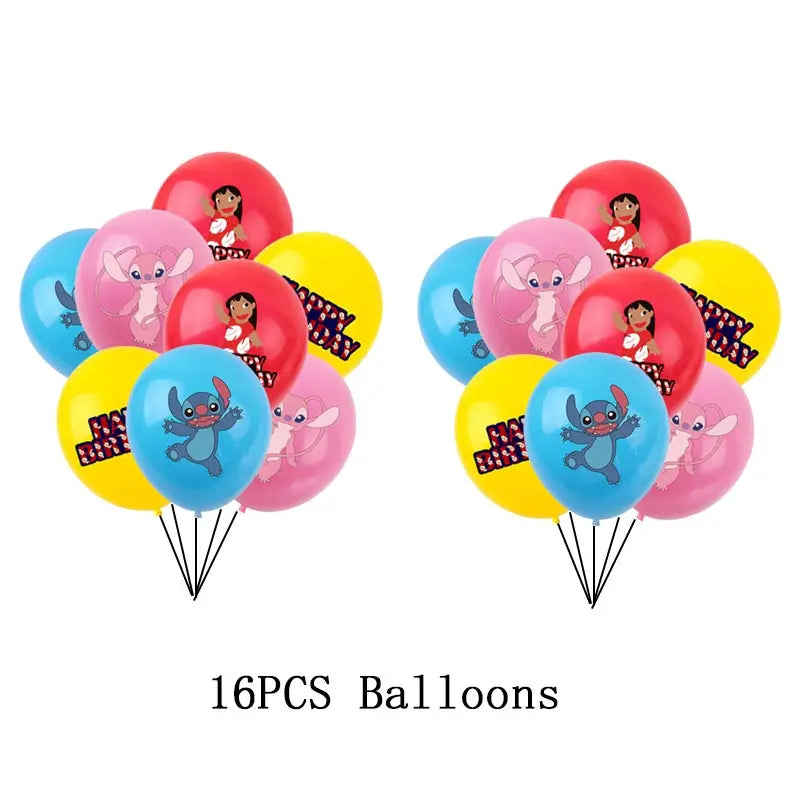 Disney Lilo Stitch Birthday Party Decoration Kids Stitch Theme Tableware Set Angel Balloons Happy Banner Supplies For Girl Favor
