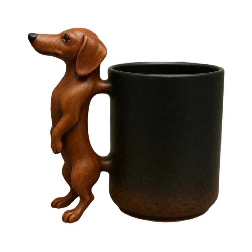With Handle Dachshund Coffee Mug Puppy Design Adorable Puppy Decoration 3D Animal Mug Handcrafted Dog Lovers Drinkware
