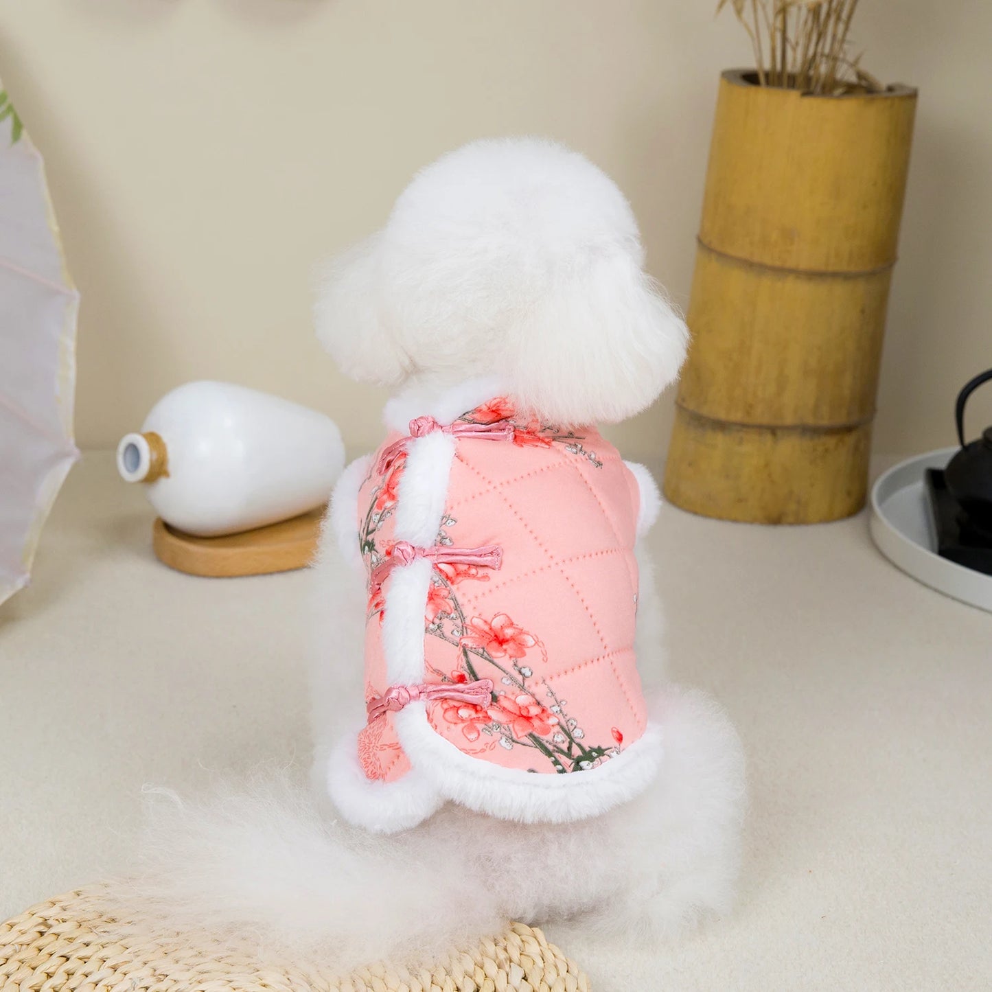 New Year Chinese Style Pet Dog Tang Suit  Warm Pet Vest Clothes Festival Small Dogs Winter Jacket Dog Costume Outfits