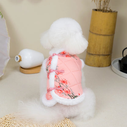 New Year Chinese Style Pet Dog Tang Suit  Warm Pet Vest Clothes Festival Small Dogs Winter Jacket Dog Costume Outfits