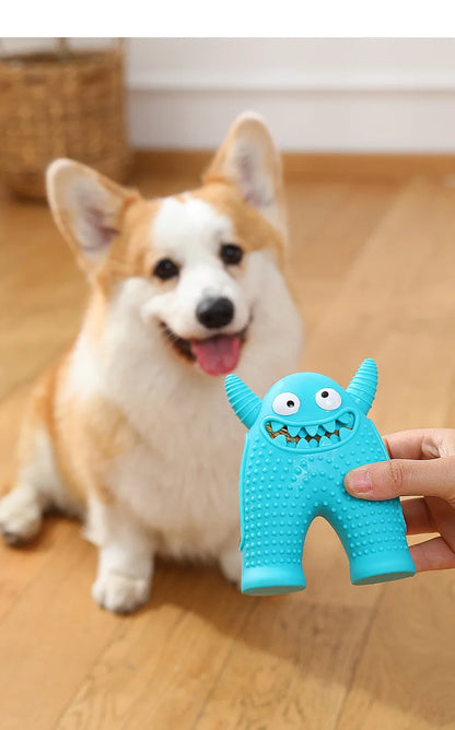 Dog Molar Toy Food Grade Silicone BPA Cute Little Monster Dog Tooth Cleaning Interactive Bite Resistant Sound Toy Pet Supplies