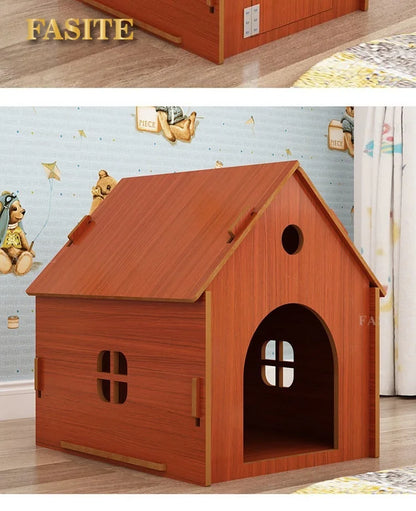the RED BARN DOGHOUSE - Top Cover Doghouse, Outside Easy Installed Winter Gate Door Window External Entrance Nest, Home Pets Products