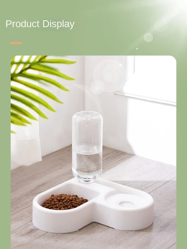 Cat Bowl and Dog Bowl Double Bowl Protects Cervical Vertebra Automatic Drinking Fountain and Food Bowl, Automatic Drinking Fountain for Dogs and Cats, Pet Drinking Supplies