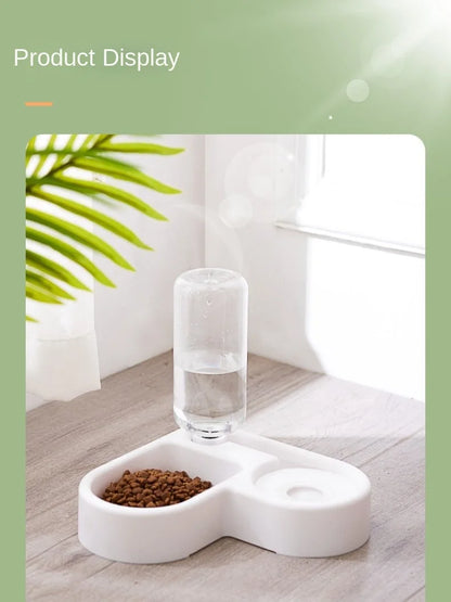 Cat Bowl and Dog Bowl Double Bowl Protects Cervical Vertebra Automatic Drinking Fountain and Food Bowl, Automatic Drinking Fountain for Dogs and Cats, Pet Drinking Supplies