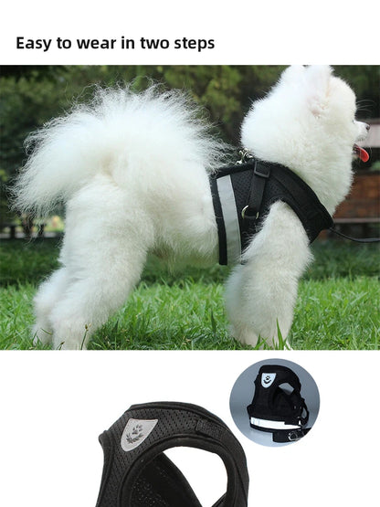 Pet Leash Undershirt Harnesses Mesh Breathable Adjustable Easy Control Reflective Undershirt Dog Harness Collar