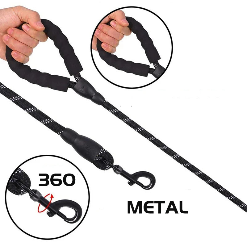 the COMFORT GRIP SAFETY LEASH - Reflective Dog Leash with Comfortable Padded Handle - Double Heavy Duty Traction Rope for Strong Dogs - Enhance Safety and Control