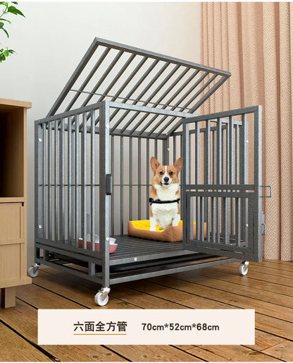 Heavy Duty Dog Cage Large Medium Pet Cage with Toilet Full Square Tube Indoor Dog House