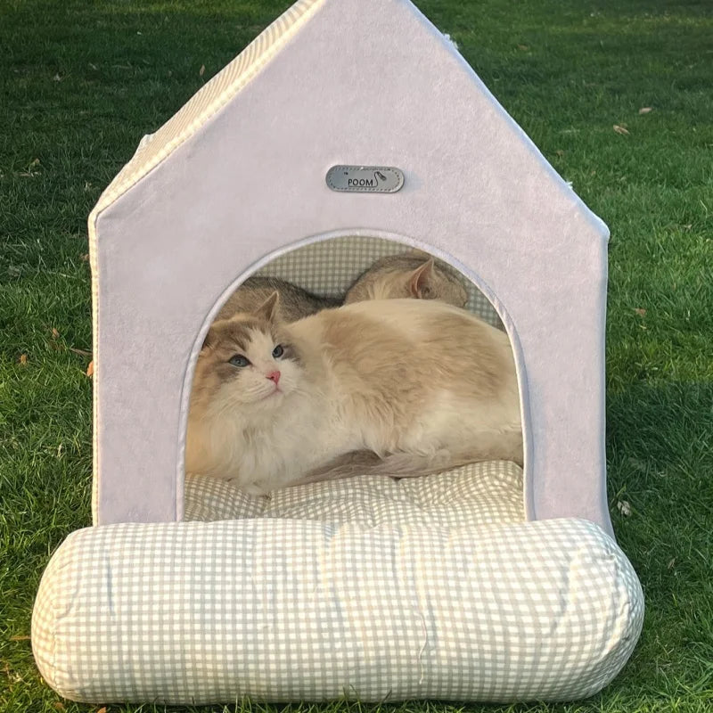 Foldable Pet House Kennel Bed For Small Medium Dogs Cats Winter Warm Cat Bed Nest Pet Products Pets Puppy Cave Sofa New Arrival