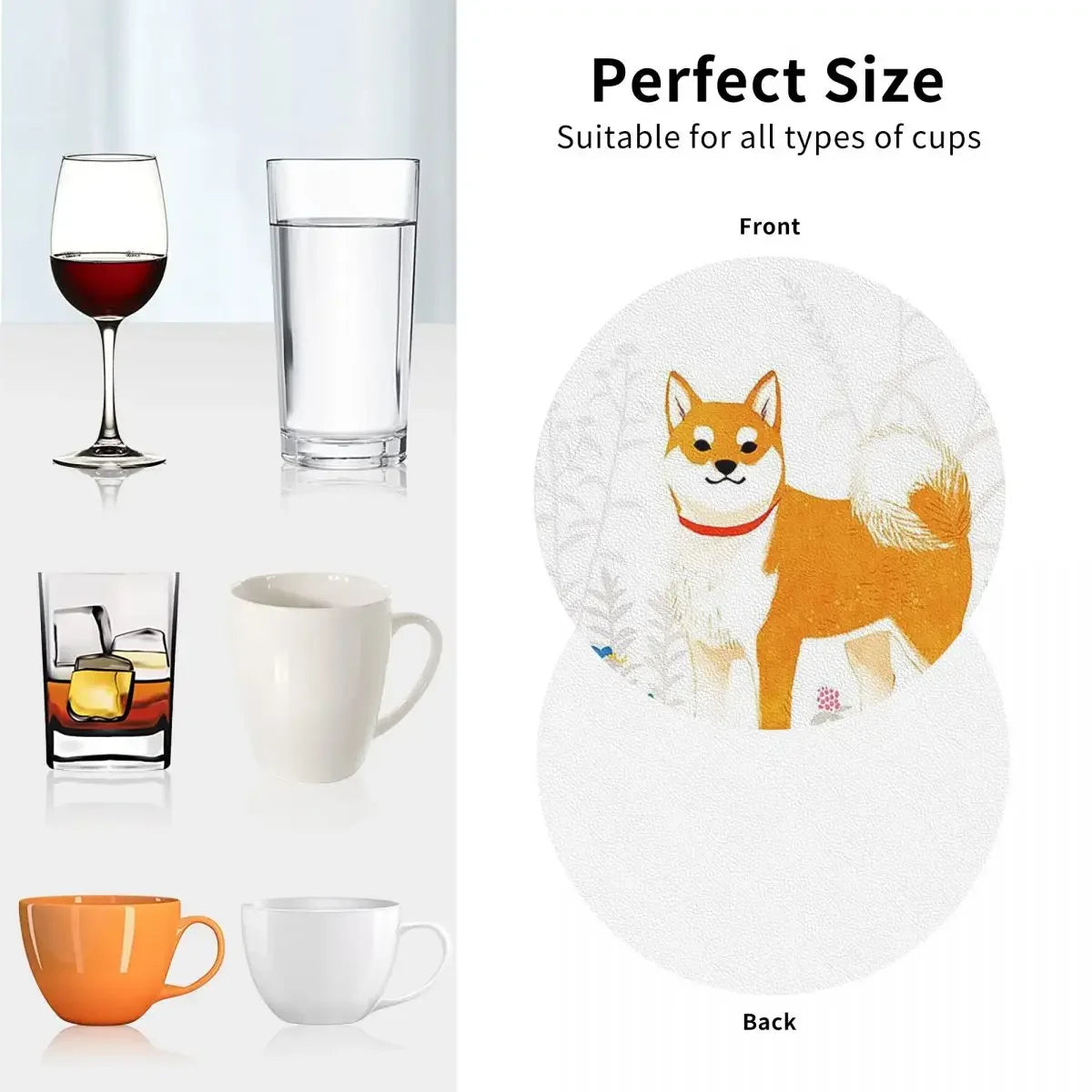 Animal Shiba Inu Dogs Coasters Kitchen Placemats Waterproof Insulation Cup Coffee Mats For Decor Home Tableware Pads Set of 4