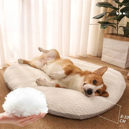 SRETNO Oval Shape Dog Beds Thicken Soft Cushion Removable Washable Dog Mat Winter Kennel Floor Cat Bed Pet Sleeping Mats chien