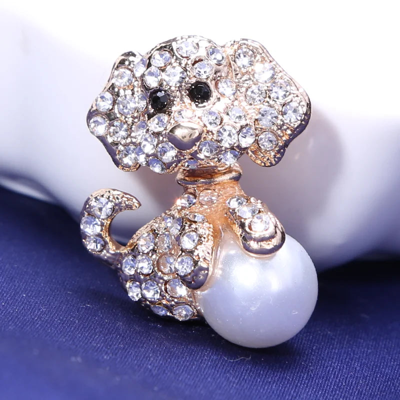 Enamel Puppy Brooches for Women Unisex Rhinestone Animal Pin Dog Lapel Pins Office Party Friend Luxury Gifts Jewelry Accessories