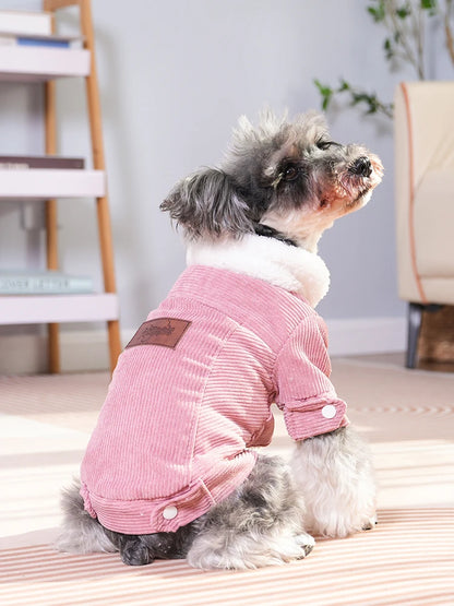 Winter Dog Clothes Thickened Lamb Velvet Puppy Outfit Hooded Soft Fleece Warm Jacket for Small Middle Dog Cat Coat With D-ring