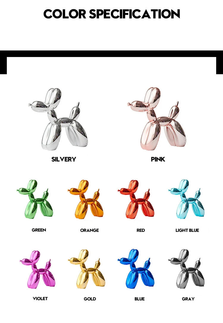 Resin Balloon Dog Sculpture Nordic Puppy Home Decor Living Room Desk Decor Office Figurines for Interior Decoration Home Statue
