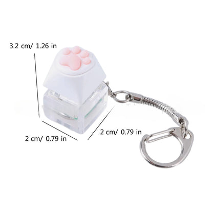 Keyboard Keychain Fidget Toy Cat's Paw Keycap Clicker Fidget Key Chain Decompression Toys Cute Cat's Paw Stress Relief Gifts