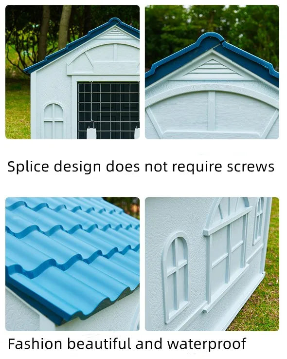 Luxury Dog House Series Outdoor Small Medium Large All Season Rainproof Plastic Kennel Dog House With Window