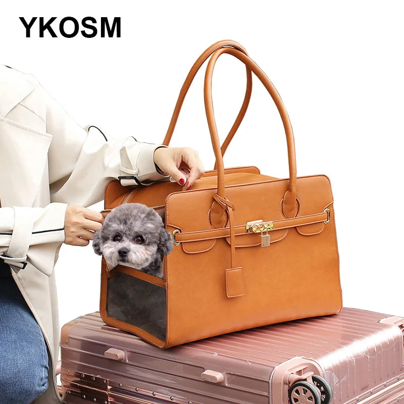 the CITY STROLL PET CARRIER - New Luxury PU Leather Pet Carrier Bag, Breathable Handbag for Puppy/Cat, Fashion Dog One-Shoulder Bag, Portable Pet Travel Handbag