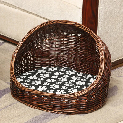 Willow Vine Weaving Dog House Summer Cool Cat Bed Four Season Universal Small Dog Pet Nest Summer Sleeping Mat Teddy Dog Bed