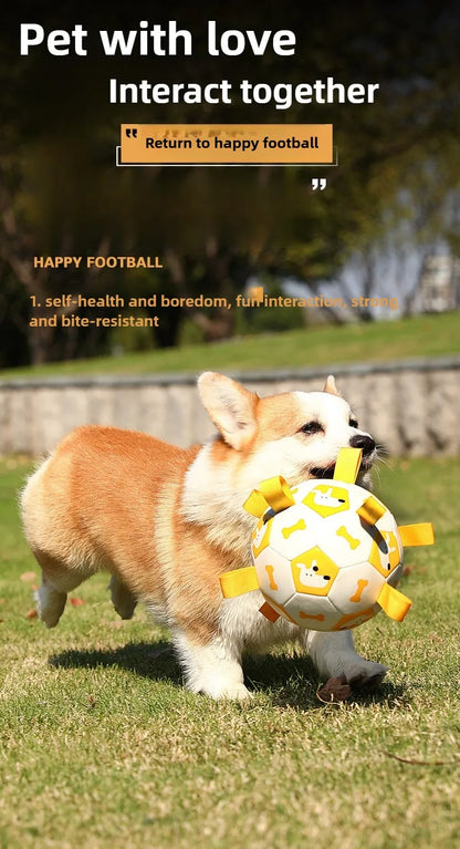 Dog outdoor chewing toy that is durable, bite-resistant and makes sound - inflatable football toy