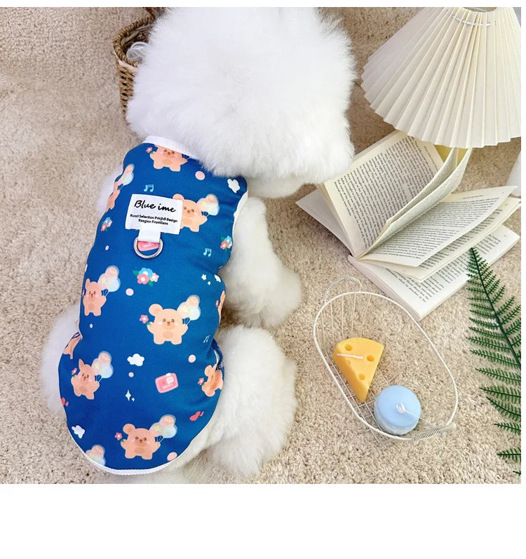 Four Seasons NewinsJapanese and Korean Style Thermal Pet Dog Cat Clothes Teddy Bichon Pulling Vest Wholesale