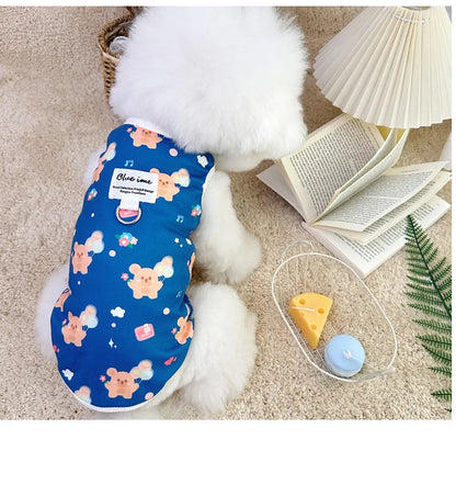 Four Seasons NewinsJapanese and Korean Style Thermal Pet Dog Cat Clothes Teddy Bichon Pulling Vest Wholesale