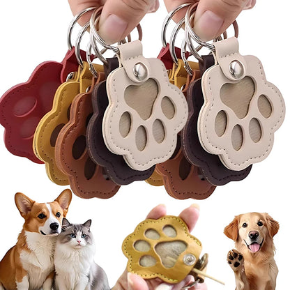 Pet Hair Memorial Keychain PU Leather Keepsake Locket for Cat Dog Fur Collection Memorial Keyring Gifts Decoration Accessories