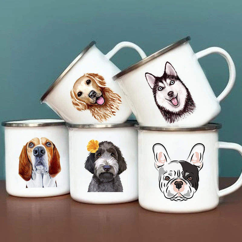 Original Mugs Coffee Cups to Sublimate Cute Dog Printed Enamel Coffee Tea Mugs Office Home Party Beer Drink Cola Cups Travel Cup