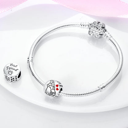 Dog Pet Charms 925 Silver Doggy Paw French Bulldog Bones Beads fit Original Bracelet DIY Fine Jewelry