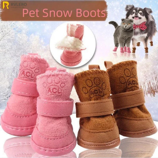 the COZYSTEP DOG SHOES - 4PCS Pet Snow Boots, Thickened Plush Warm Cotton Non-Slip Shoes, Small/Big Dog Sports, Shoes Supplies, Anti Fouling - Won't Fall Off