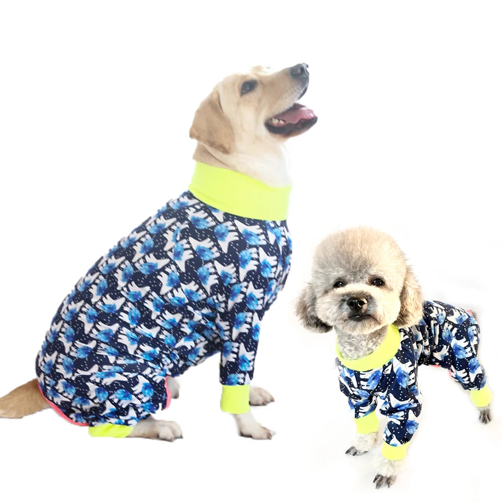 2024 New Halloween Prints Dog Four-legged Suit for Large Medium Bodysuit Dogs Pajamas PJS Full Body for Shedding Prevent Licking