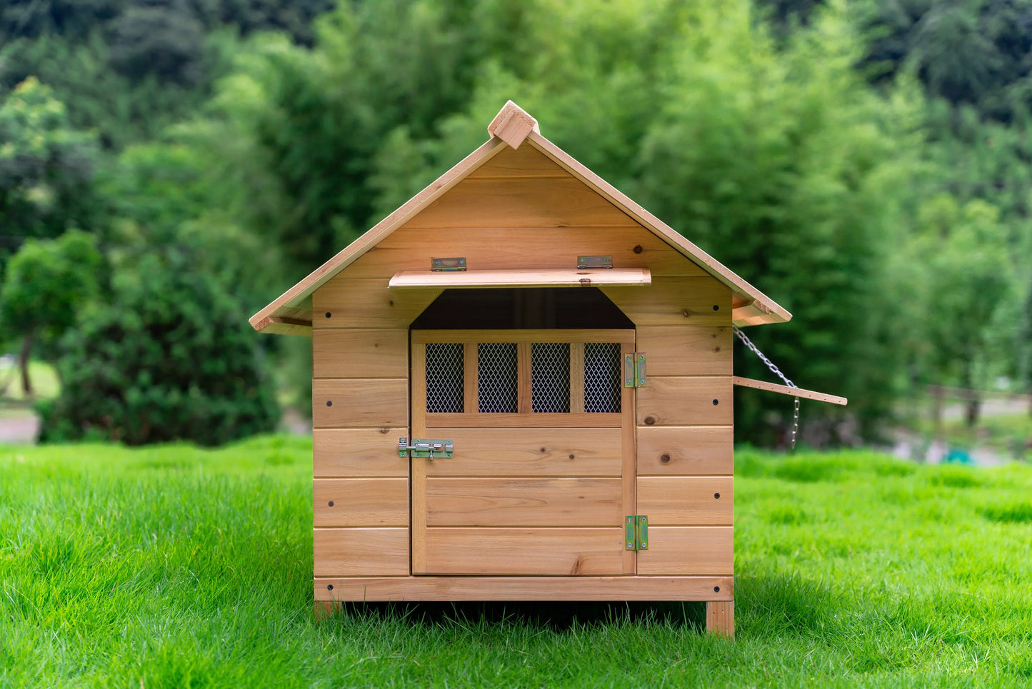 Solid wood dog house Outdoor pet Winter kennel All seasons Universal warm Wooden large dog Outdoor rainproof dog cage