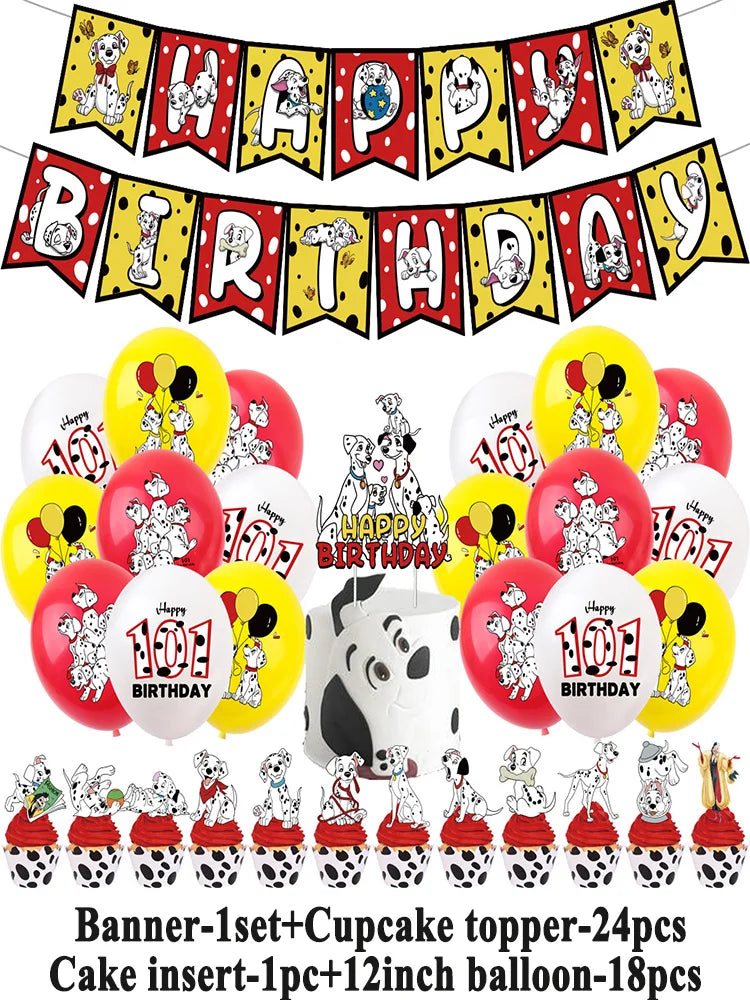 Disney 101 Dalmatians Birthday Party Supplies Cartoon One Hundred and One  Dog Balloon Backgrounds Cake Topper Banner Kids Gifts