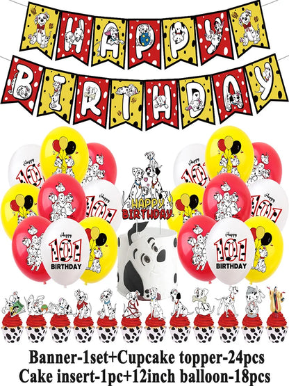 Disney 101 Dalmatians Birthday Party Supplies Cartoon One Hundred and One  Dog Balloon Backgrounds Cake Topper Banner Kids Gifts