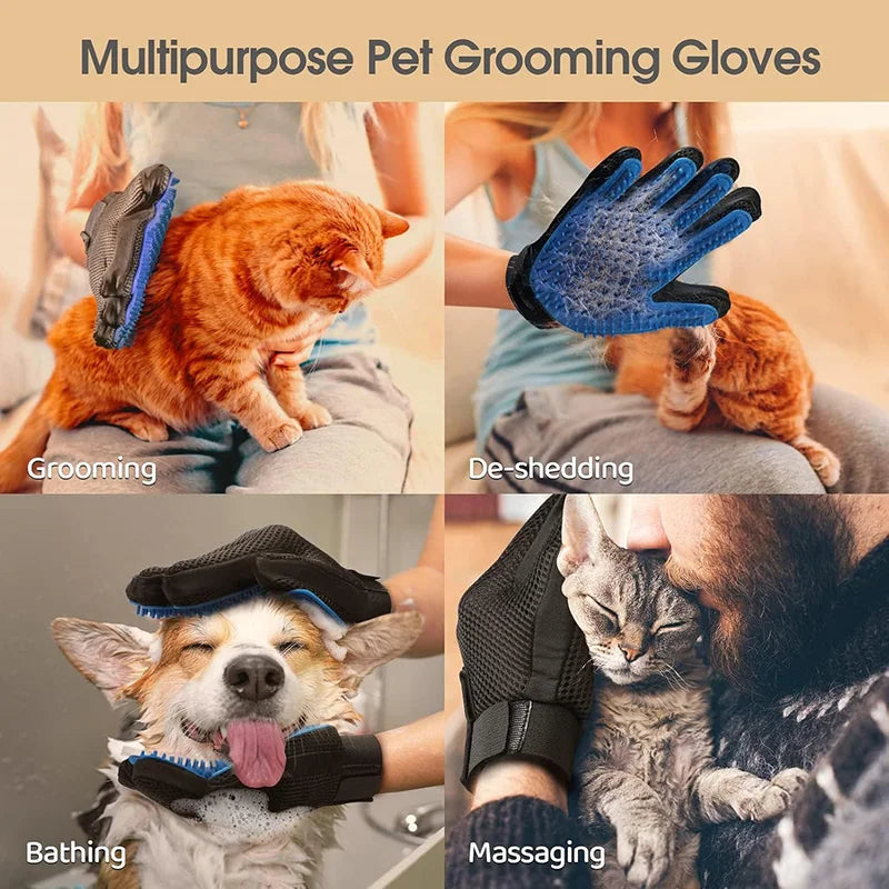 Silicone Pet Grooming Gloves Cats Hair Deshedding Massage Brush Comb Gloves to Bathe Dogs Cleaning Hair Removal for Dog Animal
