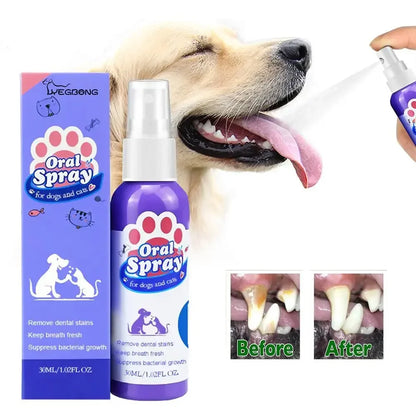 the DOGGY BREATH SPRAY - Pet Teeth Cleaning Spray, Prevent Calculus Cat/Dog Tartars, Bad Breath Removal, Dog Keep Fresh Breath, Deodorization Pet Oral Care Spray