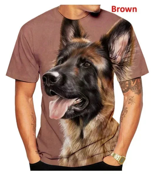 the GERMAN SHEPHERD ALPHA DAD - Men Summer New Fashion, Unisex Funny 3D Printed Dog T-Shirt, Cute German Shepherd 3D Customizable Printed T-Shirts