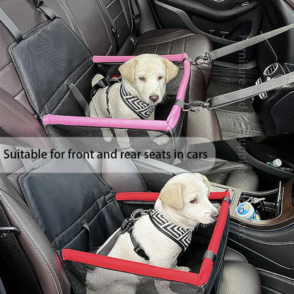 Dog car seat cover foldable hammock pet harness cat bag basket stable and foldable travel pet dog and cat safety car seat